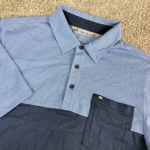 Travis Mathew Mens Small Blue Colorblock Performance Stretch Polo SS